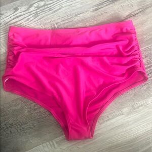 Vibrant Pink High-Waisted Bikini Bottom